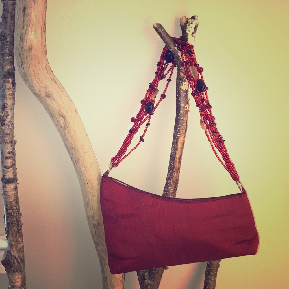 Raw silk shoulder bag/clutch